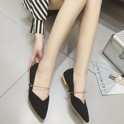 Simple Pointed Flat Metal Flat Shoes