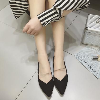 Simple Pointed Flat Metal Flat Shoes