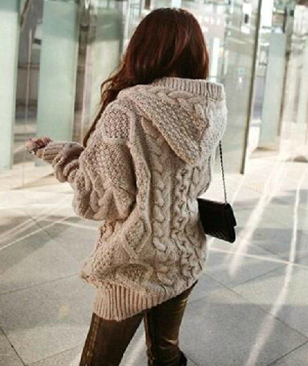 Loose Knit Cardigan Sweater Jacket Ghf